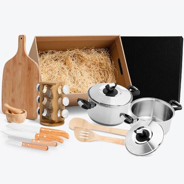Kit Para Cozinha Em Bambu / Madeira / Inox - 18Pçs — foto 2