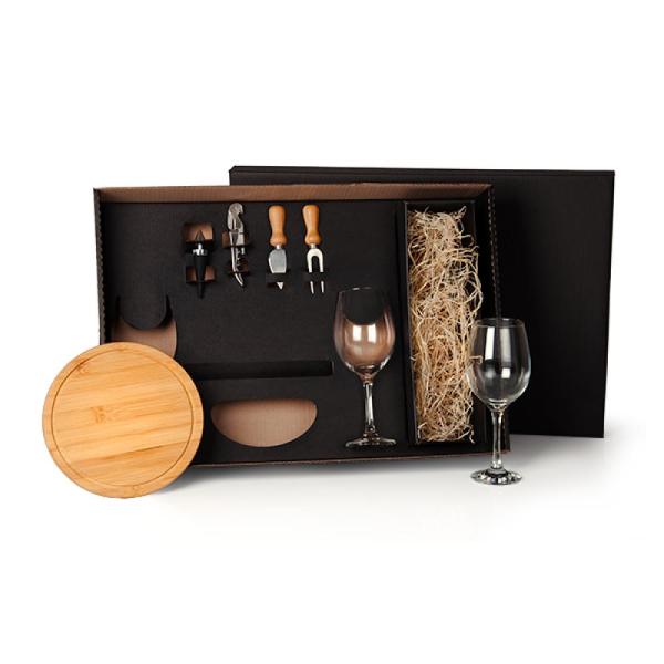 Kit Queijo E Vinho Com Espaço Para Garrafa - 7 pçs - Não Acompanha Garrafa — foto 2