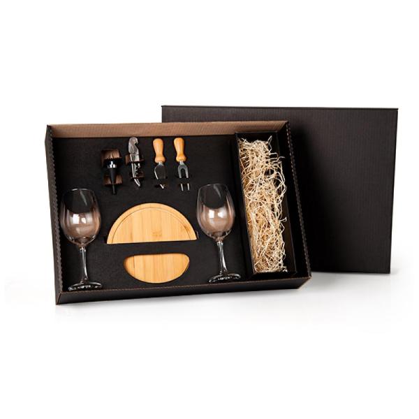 Kit Queijo E Vinho Com Espaço Para Garrafa - 7 pçs - Não Acompanha Garrafa