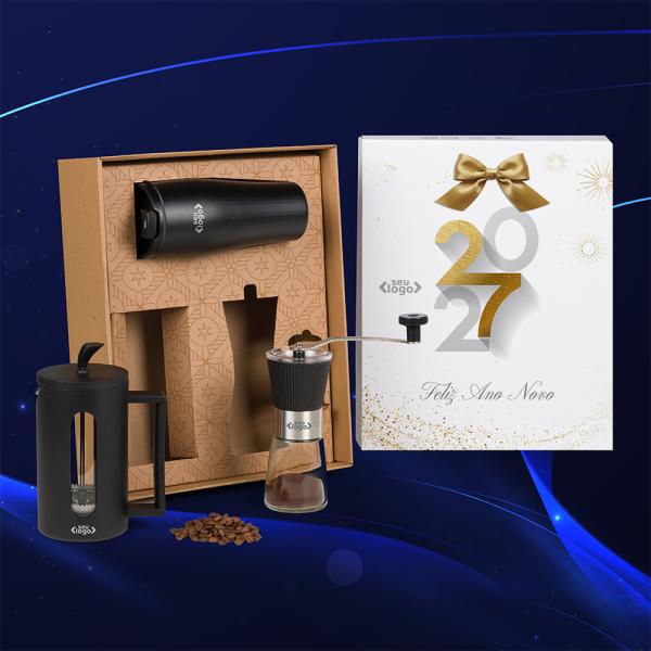 Kit Cafeteira, Moedor E Copo Dupla Camada - 3 pçs