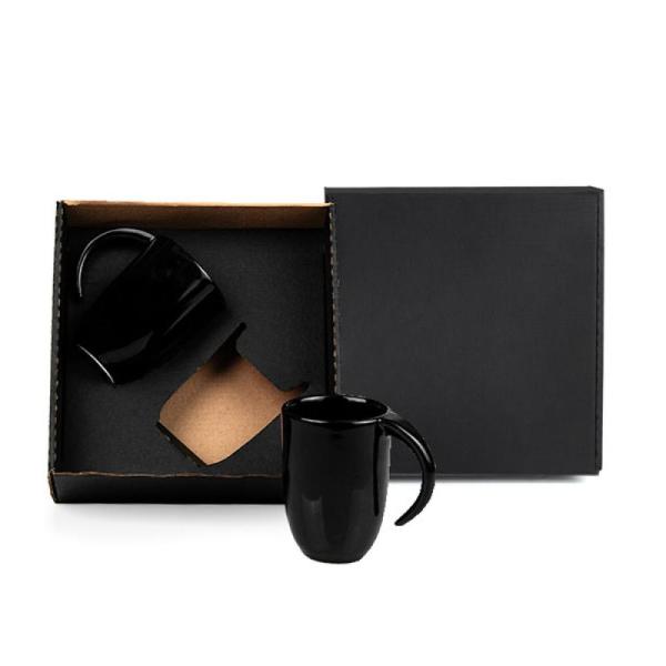 Kit Canecas Em Cerâmica Preta - 350Ml