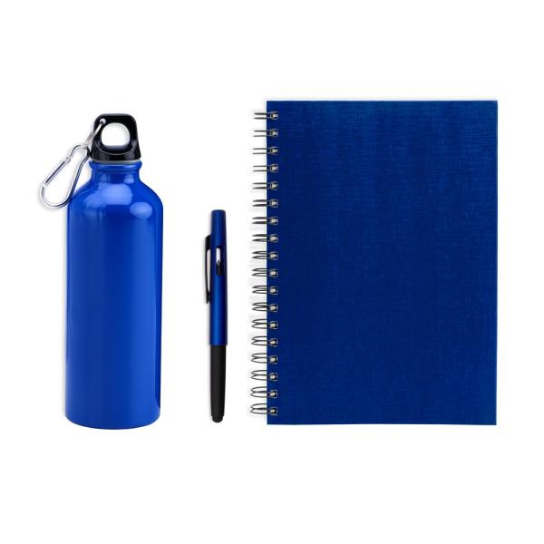 Kit Com Squeeze, Caneta E Caderno - Azul - 3 pçs — foto 2
