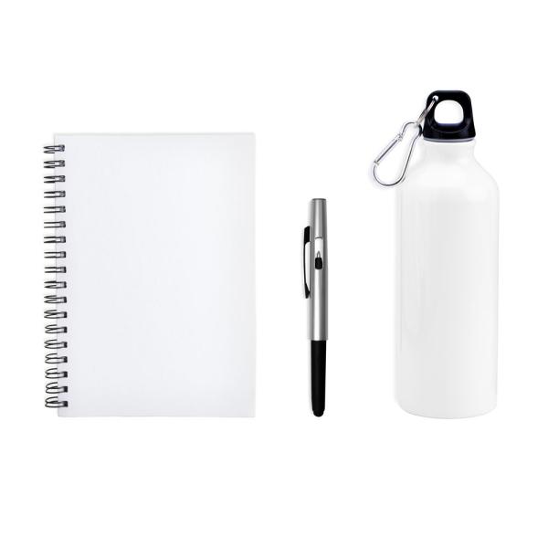 Kit Com Squeeze, Caneta E Caderno - Branco - 3 pçs — foto 2