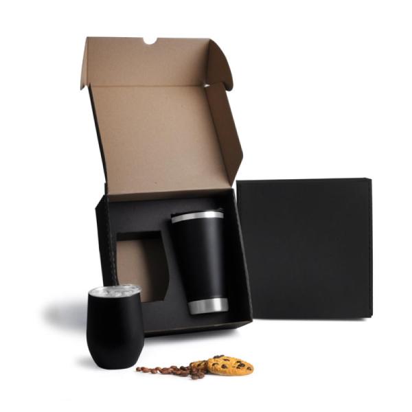 Kit De Copos Térmicos Em Aço Inox - 340Ml / 500Ml - Preto - 2 pçs — foto 2