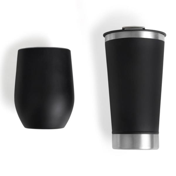 Kit De Copos Térmicos Em Aço Inox - 340Ml / 500Ml - Preto - 2 pçs — foto 3