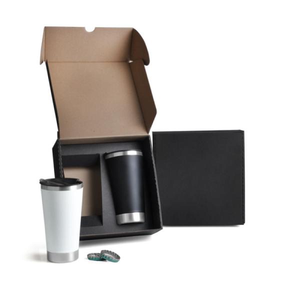 Kit De Copos Térmicos Em Aço Inox - 500Ml - Preto / Branco - 2 pçs — foto 2