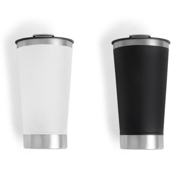 Kit De Copos Térmicos Em Aço Inox - 500Ml - Preto / Branco - 2 pçs — foto 3
