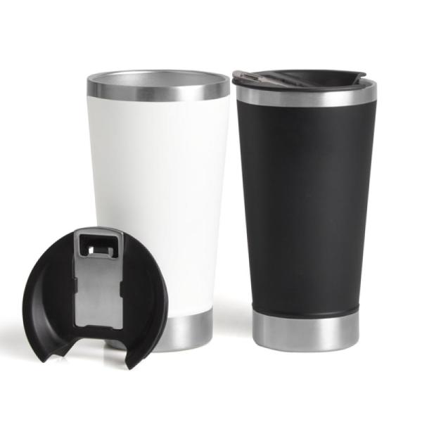 Kit De Copos Térmicos Em Aço Inox - 500Ml - Preto / Branco - 2 pçs — foto 4