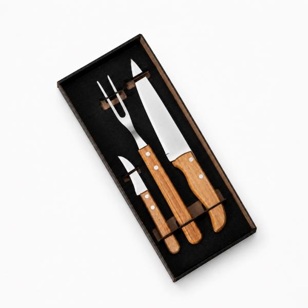 Kit De Facas Com Tamanho De 7, 3 E Garfo - 3 pçs