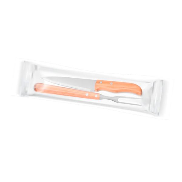 Kit De Garfo E Faca 7  Em Madeira / Inox - 2 pçs