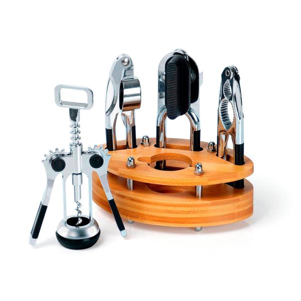 Kit De Utensílios Com Base Em Bambu - 5 pçs