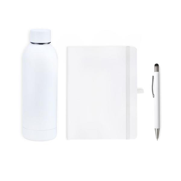 Kit Garrafa, Caderno E Caneta - Branco - 3 pçs — foto 2