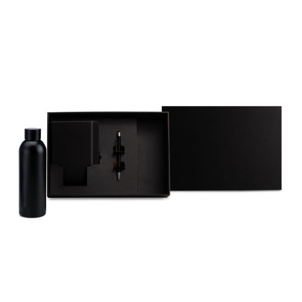 Kit Garrafa, Caderno E Caneta - Preto - 3 pçs