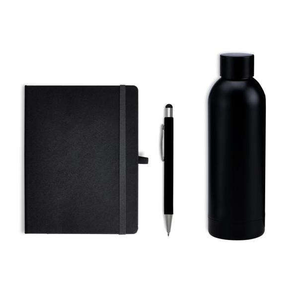 Kit Garrafa, Caderno E Caneta - Preto - 3 pçs — foto 2