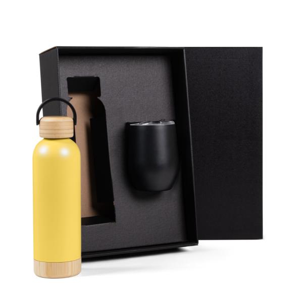 Kit Garrafa E Copo Térmico - Amarelo/Preto - 2 pçs — foto 2