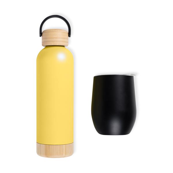 Kit Garrafa E Copo Térmico - Amarelo/Preto - 2 pçs — foto 3