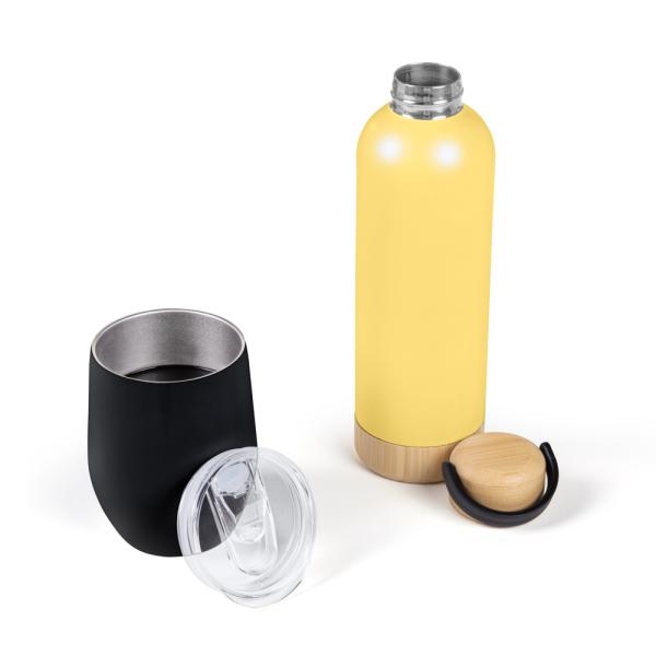 Kit Garrafa E Copo Térmico - Amarelo/Preto - 2 pçs — foto 4