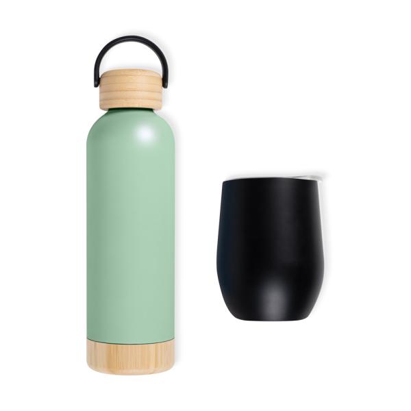Kit Garrafa E Copo Térmico - Verde/Preto - 2 pçs — foto 3