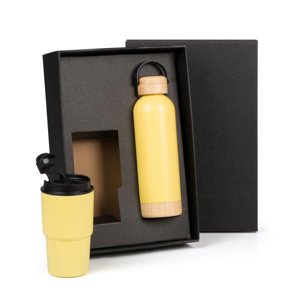 Kit Garrafa Parede Dupla E Copo Térmico - Amarelo - 2 pçs — foto 2