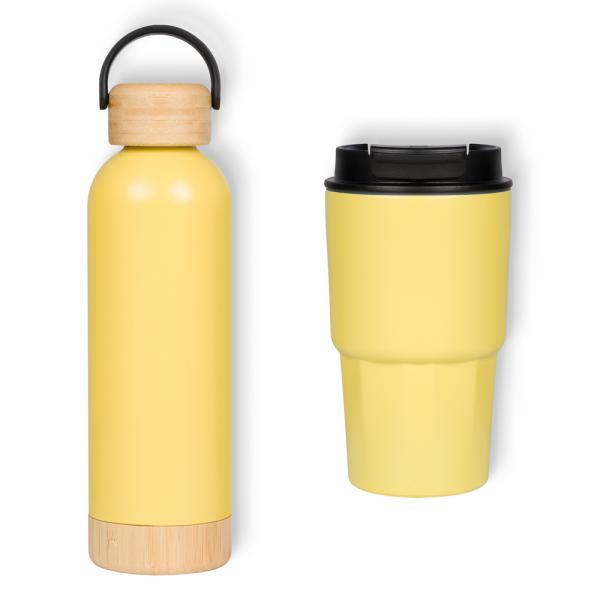 Kit Garrafa Parede Dupla E Copo Térmico - Amarelo - 2 pçs — foto 3