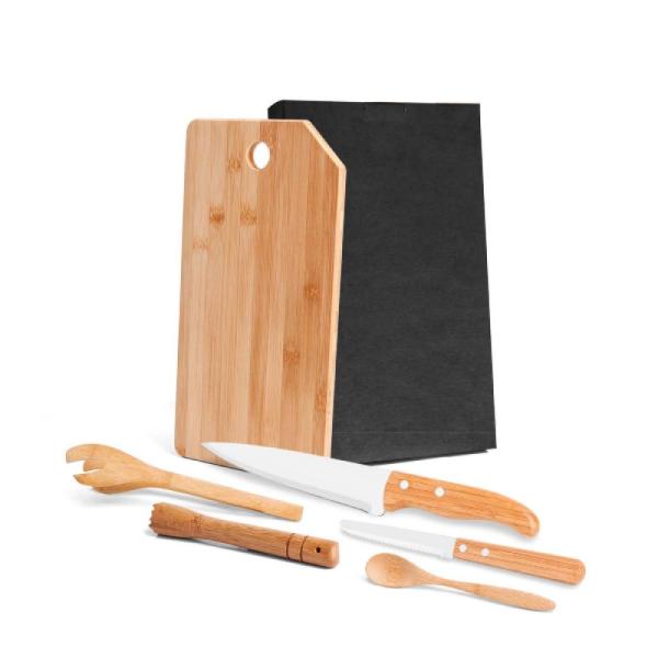 Kit Para Bar Em Madeira / Bambu Mônaco - 6 pçs