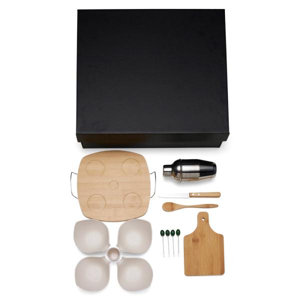 Kit Para Caipirinha Com Petisqueira Em Bambu / Madeira - 15 pçs — foto 2