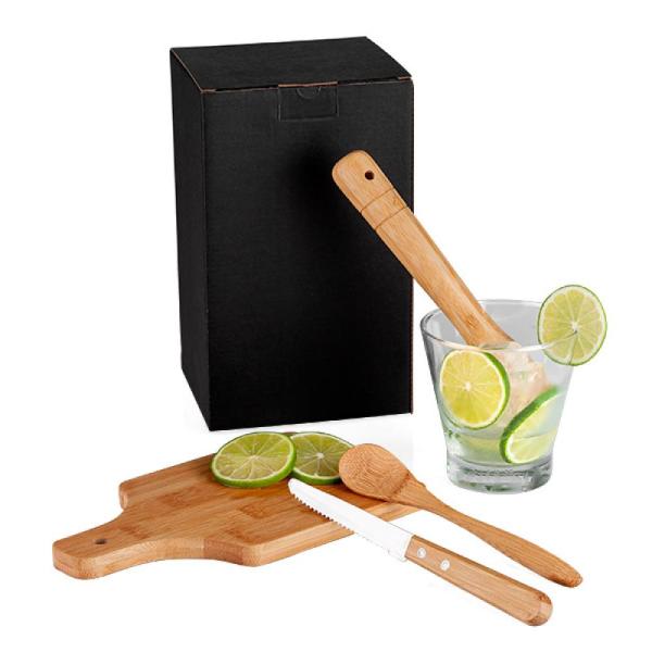 Kit Para Caipirinha Em Bambu / Madeira / Inox - 0,35 L - 5 pçs — foto 2