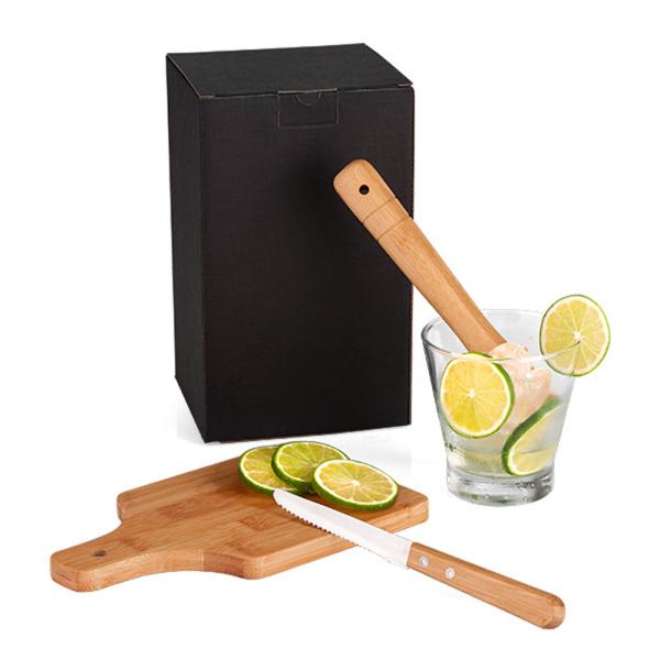 Kit Para Caipirinha Em Bambu / Madeira Ibiza - 0,35 L - 4 pçs — foto 2