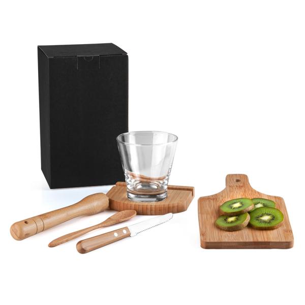 Kit Para Caipirinha Em Bambu / Madeira Ibiza - 0,35 L - 6 pçs