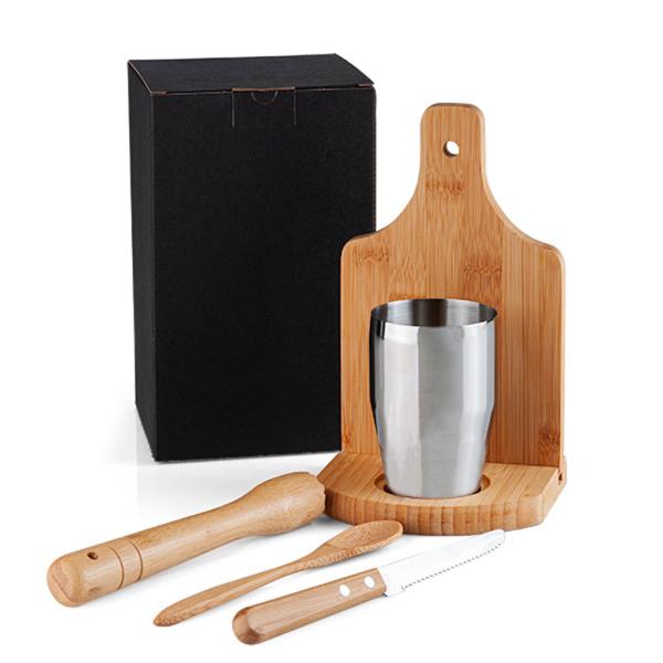 Kit Para Caipirinha Em Bambu /Madeira Ibiza - 0,35 L - 6 pçs — foto 2