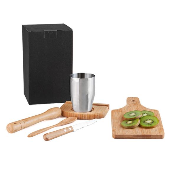 Kit Para Caipirinha Em Bambu /Madeira Ibiza - 0,35 L - 6 pçs