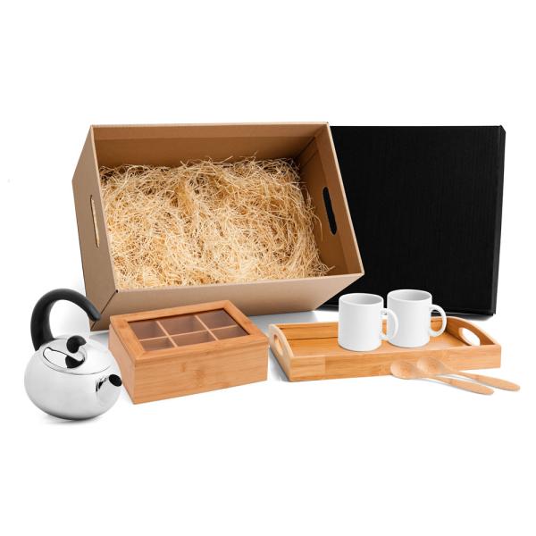Kit Para Chá Em Bambu / Inox - 7 pçs