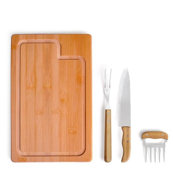 Kit Para Churrasco Em Bambu / Madeira / Inox - 4 pçs — foto 2