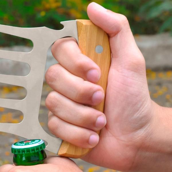 Kit Para Churrasco Em Bambu / Madeira / Inox - 4 pçs — foto 4