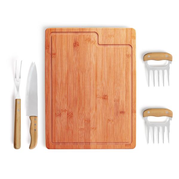 Kit Para Churrasco Em Bambu / Madeira / Inox - 5 pçs — foto 2