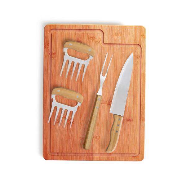 Kit Para Churrasco Em Bambu / Madeira / Inox - 5 pçs — foto 3