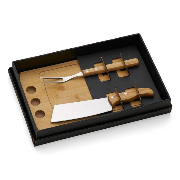 Kit Para Churrasco E Cozinha Em Bambu / Madeira / Inox - 3 pçs — foto 3