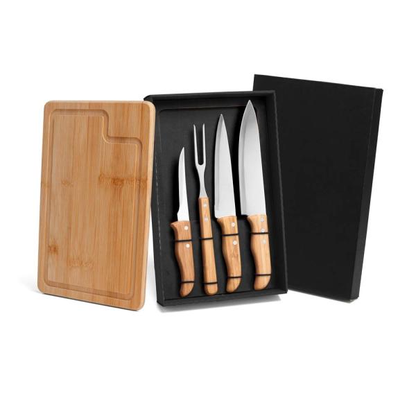 Kit Para Churrasco Em Bambu / Madeira / Inox - 5 pçs — foto 2