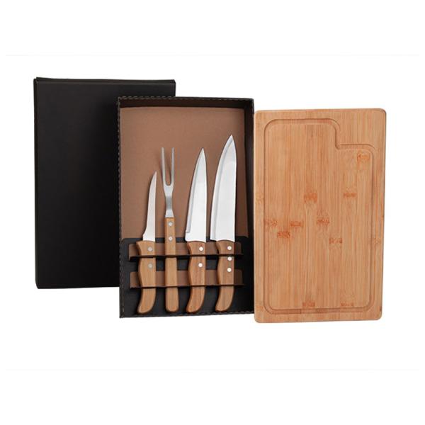 Kit Para Churrasco Em Bambu / Madeira / Inox - 5 pçs — foto 3