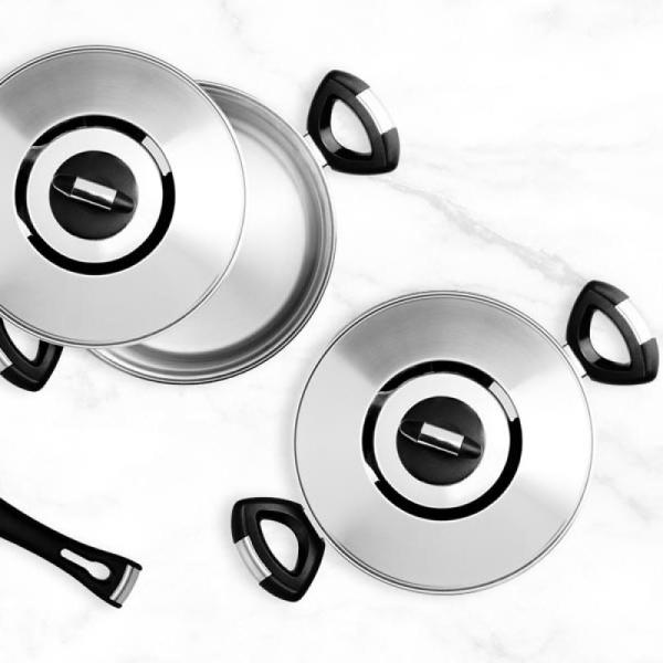 Kit Para Cozinha Em Aço Inox / Bambu - 8 pçs