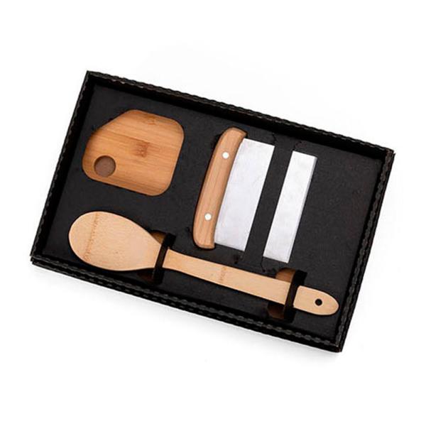 Kit Para Cozinha Em Bambu / Inox Com Espátula Multiuso - 3 pçs — foto 4