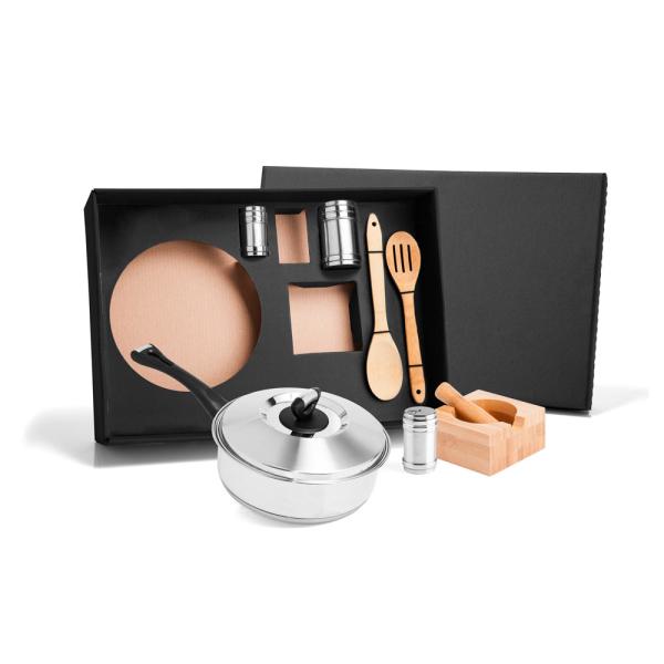 Kit Para Cozinha Em Inox / Bambu - 7 pçs