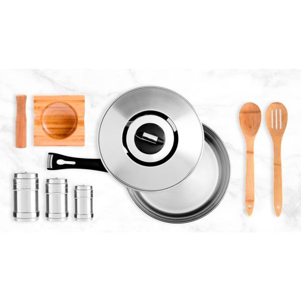 Kit Para Cozinha Em Inox / Bambu - 7 pçs — foto 2