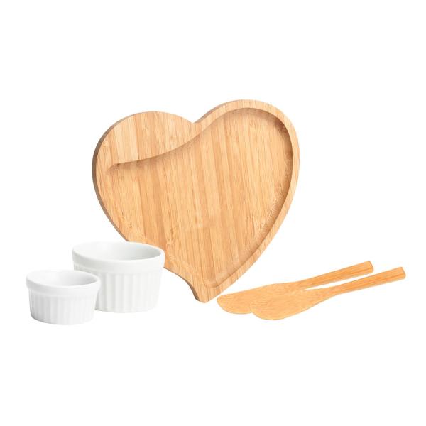 Kit Para Petisco Com Tábua Formato Coração - 5 pçs — foto 2