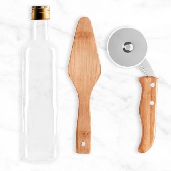 Kit Para Pizza Com Cortador, Espátula E Garrafa - 3 pçs — foto 2