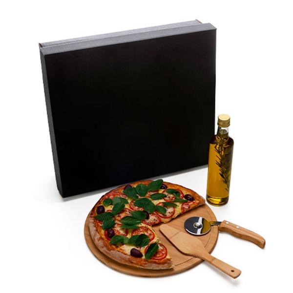 Kit Para Pizza Com Garrafa - Bambu / Inox / Vidro - 4 pçs — foto 2
