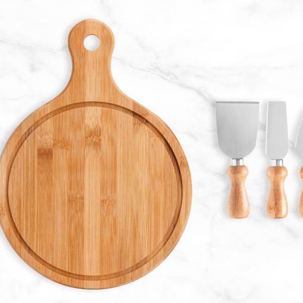 Kit Para Queijo Em Bambu / Madeira / Inox - 5 pçs — foto 3