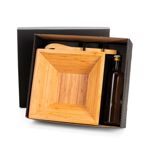 Kit Para Salada Com Garrafa - Bambu / Vidro - 3 pçs — foto 3
