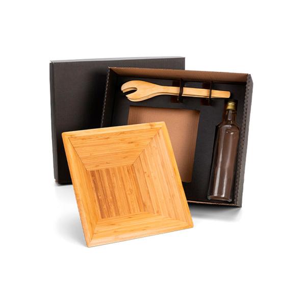 Kit Para Salada Com Garrafa - Bambu / Vidro - 3 pçs — foto 4