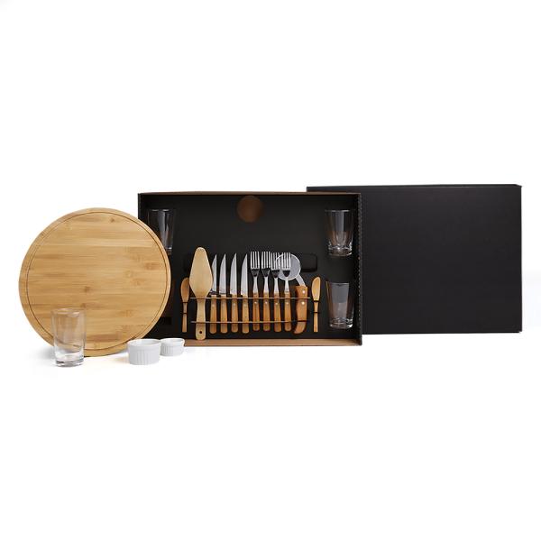 Kit Pizza Em Bambu Com Copos - 19 pçs — foto 2